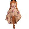 Women Holiday Floral Print Long Dresses Summer Spaghetti Strap Beach Swing Party A Line Dress Sexy Backless Irregular Dress Robe