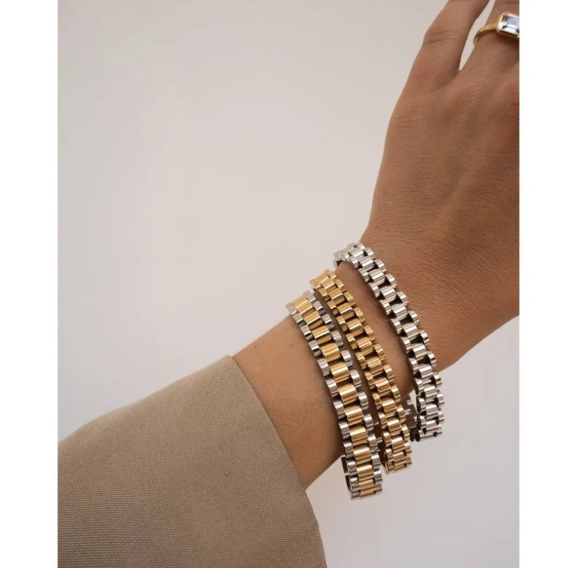 E.B.belle Tarnish Free Stainless Steel Gold Plated Detachable Wristbands Bracelets Bangles For Women Men Gold Wrap Bracelets