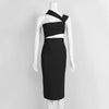 Damen Sommer sexy ausgehöhltes braunes Midi knielanges Bodycon-Bandagekleid 2023 Designer elegantes Abendpartykleid Vestido