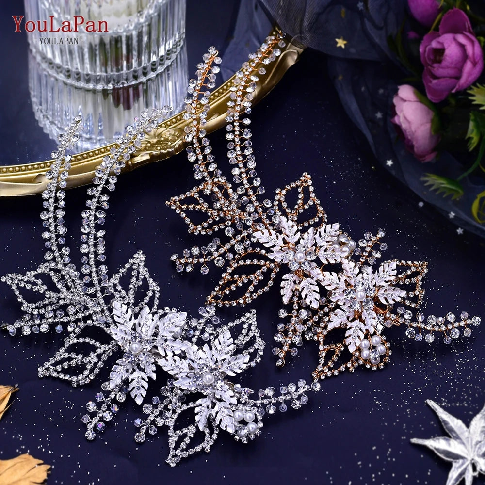 YouLaPan HP238 Bridal Crown Wedding Tiaras and Crown Bridal Tiara Luxury Hair Wedding Accessories Boho Wedding Headband Headwear