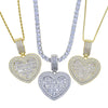 Auf Lager Iced Out Bling Damen Schmuck 5A Weißer Zirkonia Herzanhänger Halskette Mit Tennis Box Chain