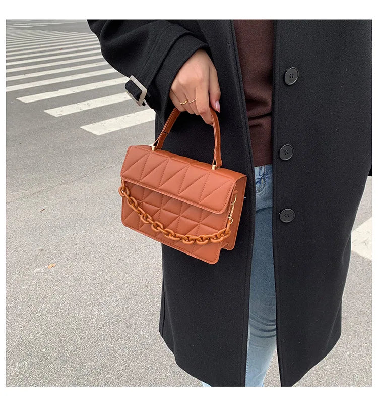 Trendy Plaid Women Shoulder Bag Fashion Chain Crossbody Bags Brand Designer Handbags and Purses Small Flap Top Handle Bags