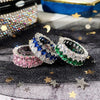 Huitan Fashion Eternity Promise Rings Women Colorful Cubic Zircon Stylish Female Accessories for Party Daily Wear Luxury Jewelry