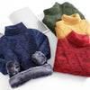 boys Plus velvet Warm turtleneck sweater Pullovers plush inside Thicken sweaters girls Winter Autumn Knitted Loose jacket 2-10Y
