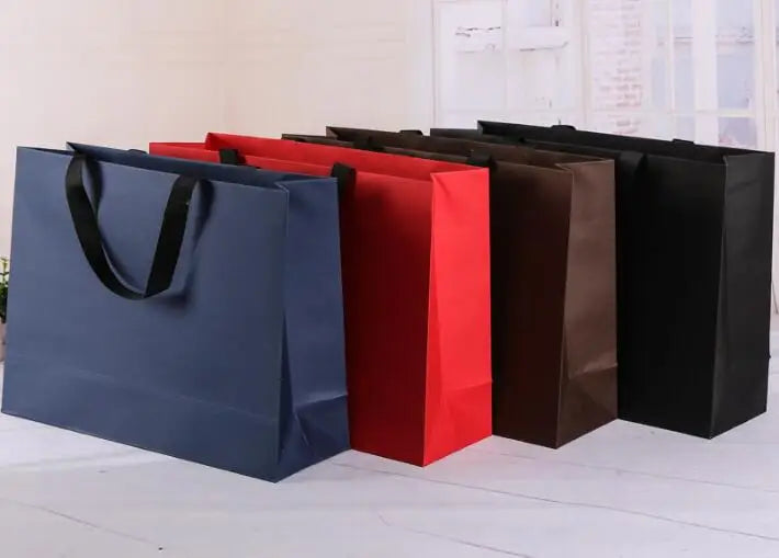 100pcs Custom LOGO Shopping bags High quality thick Paper Tote bags  for  Jewelry bag