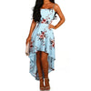 Women Holiday Floral Print Long Dresses Summer Spaghetti Strap Beach Swing Party A Line Dress Sexy Backless Irregular Dress Robe