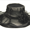 2021 Elegante Damenhüte mit breiter Krempe Sonnenhüte Kirche Hochzeits Derby Party Strand Blumen Mehrlagiger Organza Hut