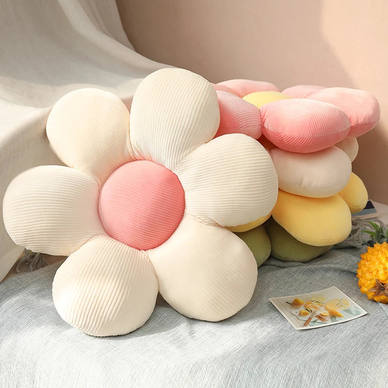 Stuffed Six Petal Flower Cushion Girly Room Decor Sunflower Pillow Bay Window Pink Flower Setting for Kids Bedroom Seat Pillow