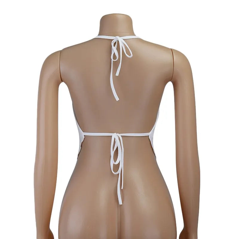 Sexy Solid Color Hanging Neck Bandage V-neck Off Shoulder Crop Tops 2021 Summer Women Fashion Casual Black Halter Vest Comfort