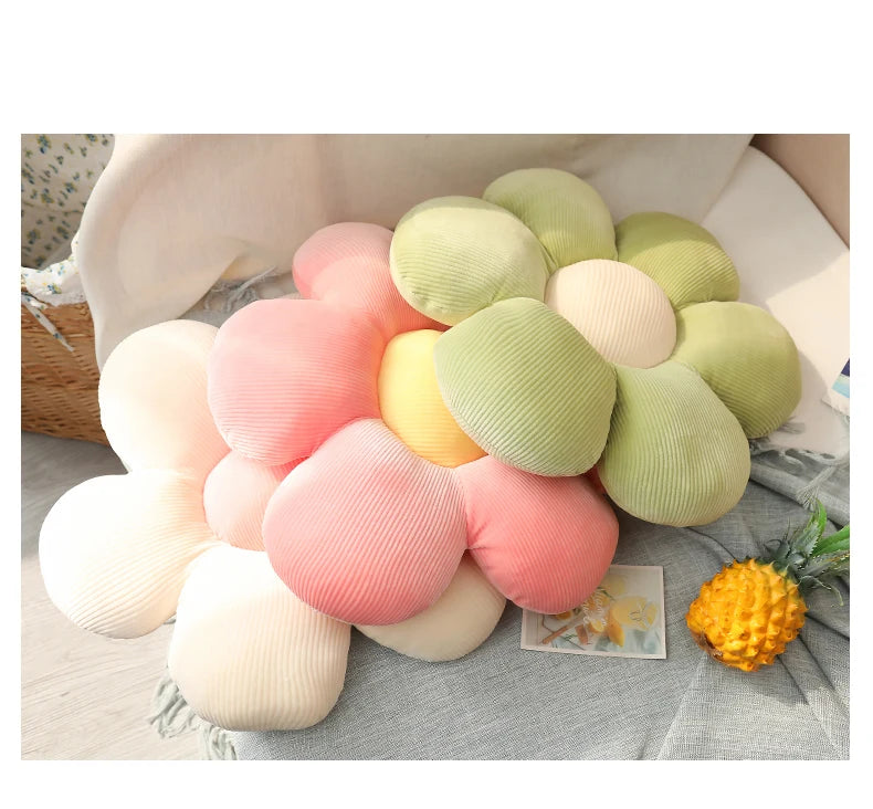 Stuffed Six Petal Flower Cushion Girly Room Decor Sunflower Pillow Bay Window Pink Flower Setting for Kids Bedroom Seat Pillow