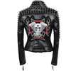 SX Occident Fashion women Club hot style Stud slim fit jacket shoulder rivets zip stitching short PU leather rock coat