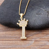 Nidin New Luxury Copper Zircon A-Z Crown Alphabet Pendant Chain Necklace Hip-Hop Style Fashion Woman Man Initial Name Jewelry