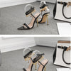 Women's Sandals High Heels 12CM New Chain Ankle Strap Gold White Pointed Toe Female Party Shoes Sandalias de mujer Size 35-42