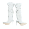 Women Sexy Silver Mirror Thigh High Boots T Show Pointy Toe Club Party Shoes Thin High Heels Over The Knee Long Boots For Women
