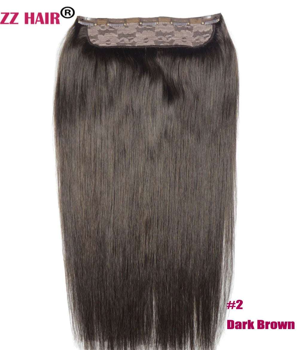 ZZHAIR 100% Brazilian Human Remy Hair Extensions 16"-26" 1Pcs Set 100g-200g One Piece 5 Clips In Natural Straight