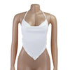 Sexy Solid Color Hanging Neck Bandage V-neck Off Shoulder Crop Tops 2021 Summer Women Fashion Casual Black Halter Vest Comfort