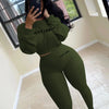 Letter Printed Embroidery Women Two Piece Ribbed Tracksuits Fall Spring Long Sleeve Sweatshirt and Skinny Pants Set