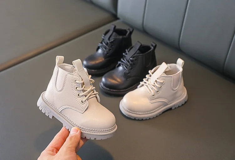 Autumn Winter Kids Boots Warm Plush Boys Toddler Girls Boots Fashion Leather Children Casual Shoes Boys Girls Boots for Kids