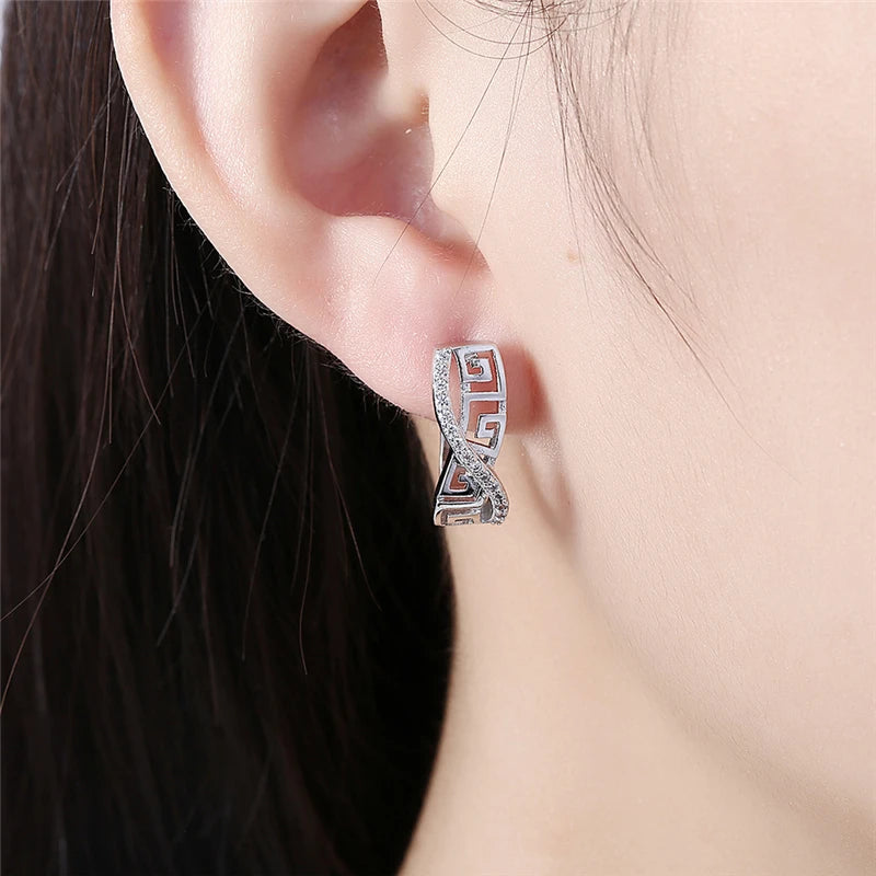 DOTEFFIL 925 Sterling Silber Klassische AAA Zirkon Ohrringe Mode Für Frauen Hochzeit Verlobung Party Geschenk Schmuck