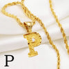 Anniyo A-Z Letters Necklaces Women Men Gold Plated Initial Pendant Rope Chain English Letter Jewelry Alphabet African #058002B