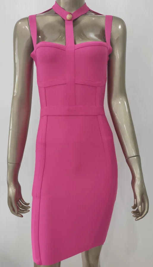 Neu eingetroffen Sommerstil sexy Cut-Out-Kleid mit Knöpfen und elastischem Verband, Designer-Abendpartykleid für Prominente 2022, Vestidos