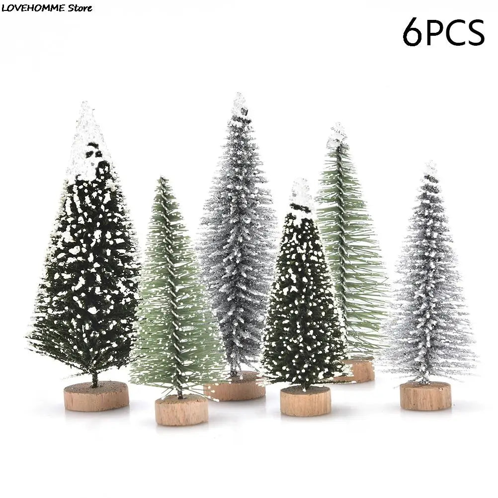 1/3/6 Stück Miniatur-Weihnachtsbaum, kleiner künstlicher Sisal-Schnee-Landschafts-Baum für Weihnachtsbastelarbeiten, Tischdekoration