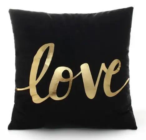Liebe Schwarz-Weiß-Bräunungs-Kissen Zierkissen Goldfolie Geometrischer Kissenbezug Wohnkultur Sofa Wurfkissen 17*17 Zoll