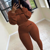 Letter Printed Embroidery Women Two Piece Ribbed Tracksuits Fall Spring Long Sleeve Sweatshirt and Skinny Pants Set
