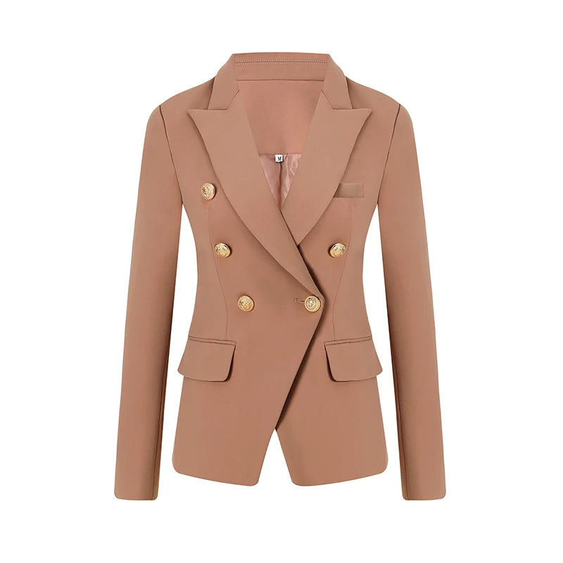 HARLEYFASHION Europäisch Amerikanisch 2021 Frühling Herbst Slim Doppelreiher Damen Blazer OL Unifarbener Hochwertiger Anzug Blazer XXL