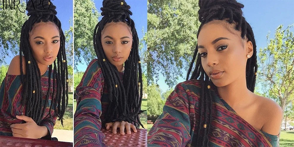 18"Synthetic Faux Locs Crochet Braids Hair Knotless Dreadlocks Straight Gypsy Locs Hair Ombre Braiding Hair Extensions For Women