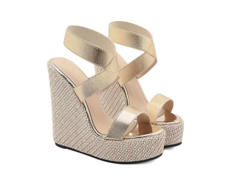 Eilyken Super High Peep Toe Gladiatoren-Wedges Sandalen Damen Bedeckte Ferse Plateau Mode Sommerschuhe Größe 35-42