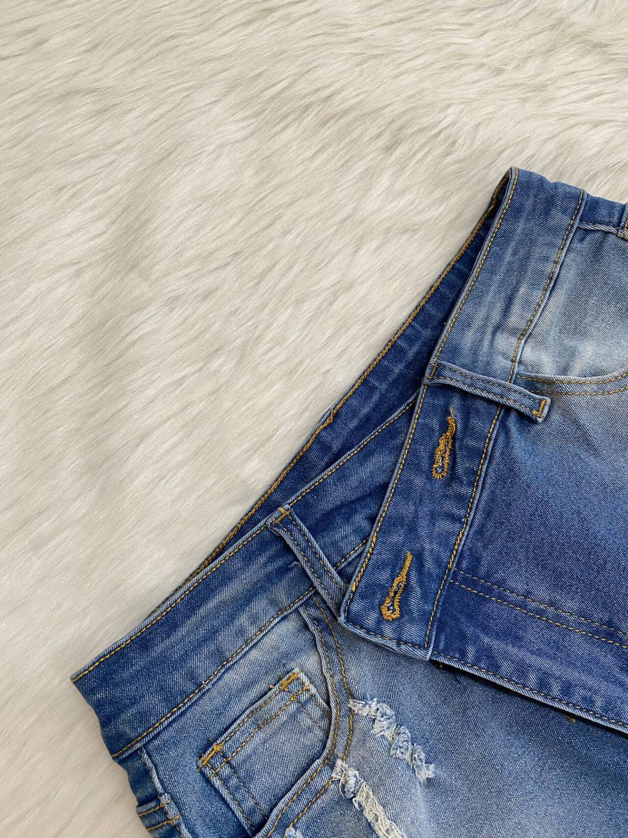 Jeans Ankle Length Women Pencil Denim Hole Pants Ripped Pockets High Waist Jean Skinny Streetwear Button Washed Distressed