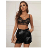 European and American Foreign Trade PU Leather Shorts Women's Outer Wear Cross-border Women's New High-roll Hem Pleated Women's Casual Hip Pants