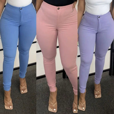 S-3XL Ladies Stretch New Small Leg Pants plus Size Stretch Women's Ankle-Tied Pants