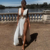 European and American Style Women's Clothing Ins Sexy Fashion Dress Wedding Deep V High Slit Part Large Hem Floor-Length Formal Dress