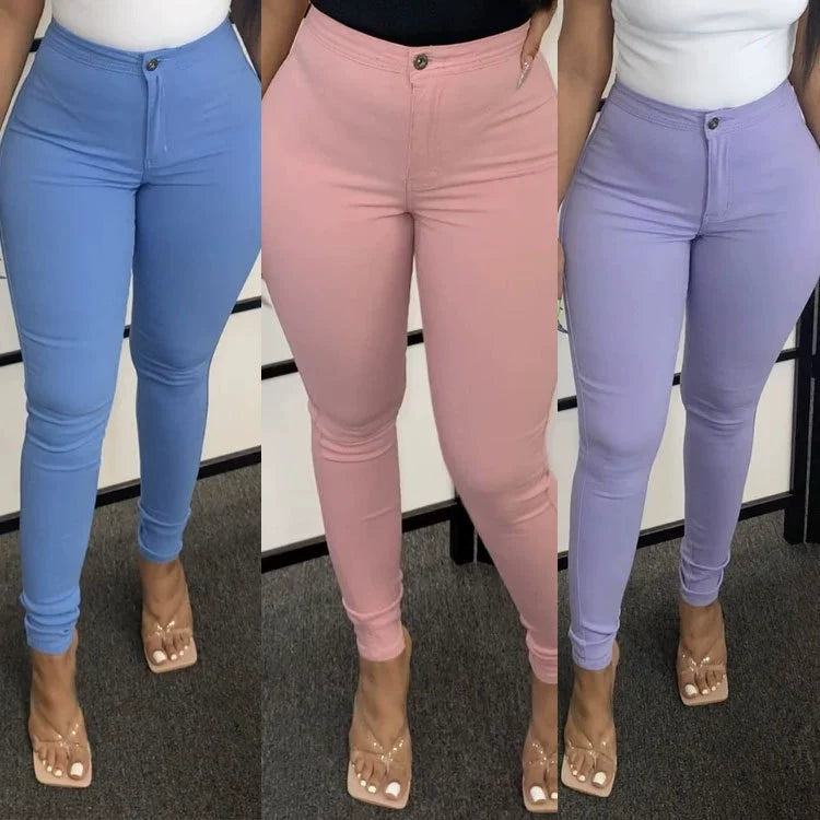 S-3XL Ladies Stretch New Small Leg Pants plus Size Stretch Women's Ankle-Tied Pants