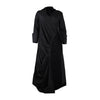 CM.YAYA Vintage Women Long Sleeve High Side Split Ruched Up Wrap Lapel Collar White Maxi Long Dress Fashion Street Dresses