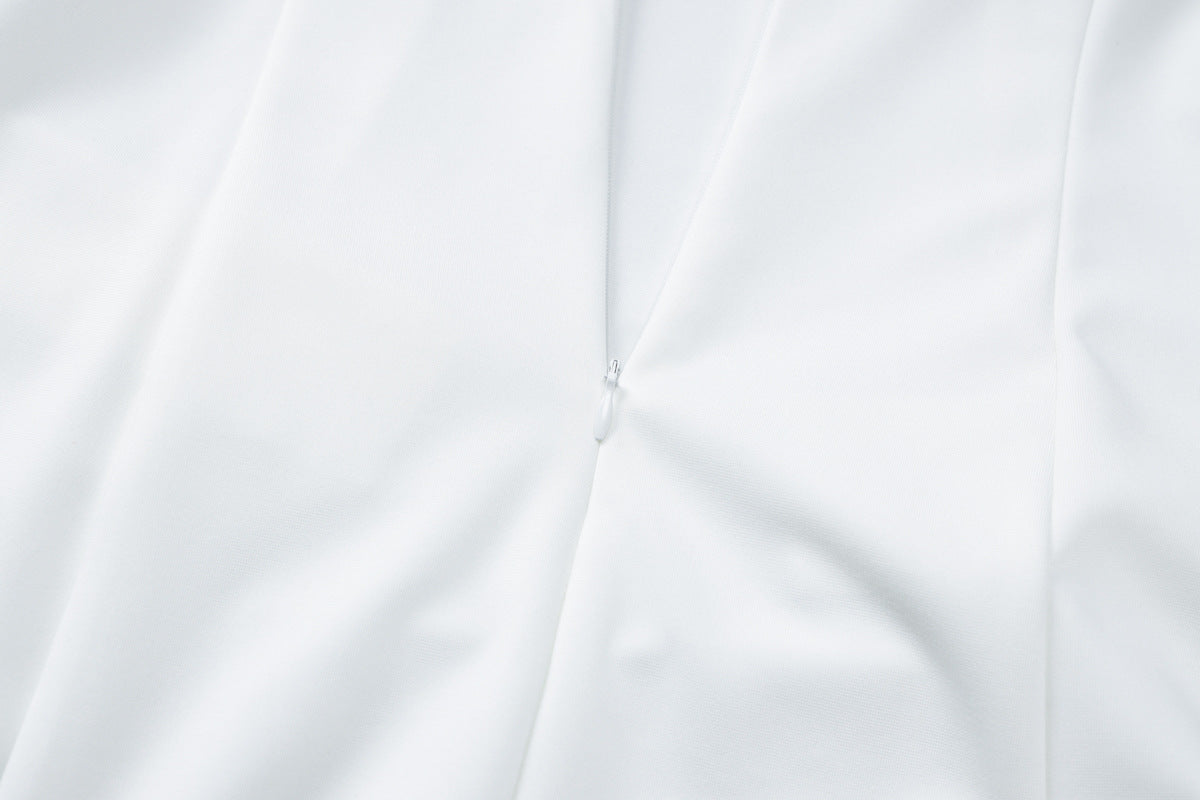 BKQU Elegantes schulterfreies Langarm-Minikleid für Damen, sexy trägerloses, rückenfreies, schmales A-Linien-Kurzleid, elegantes Party-Vestido