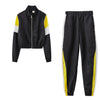 2024 Women's Fashion Color Collision Casual Suit, Splicing Sports Two-piece Set
