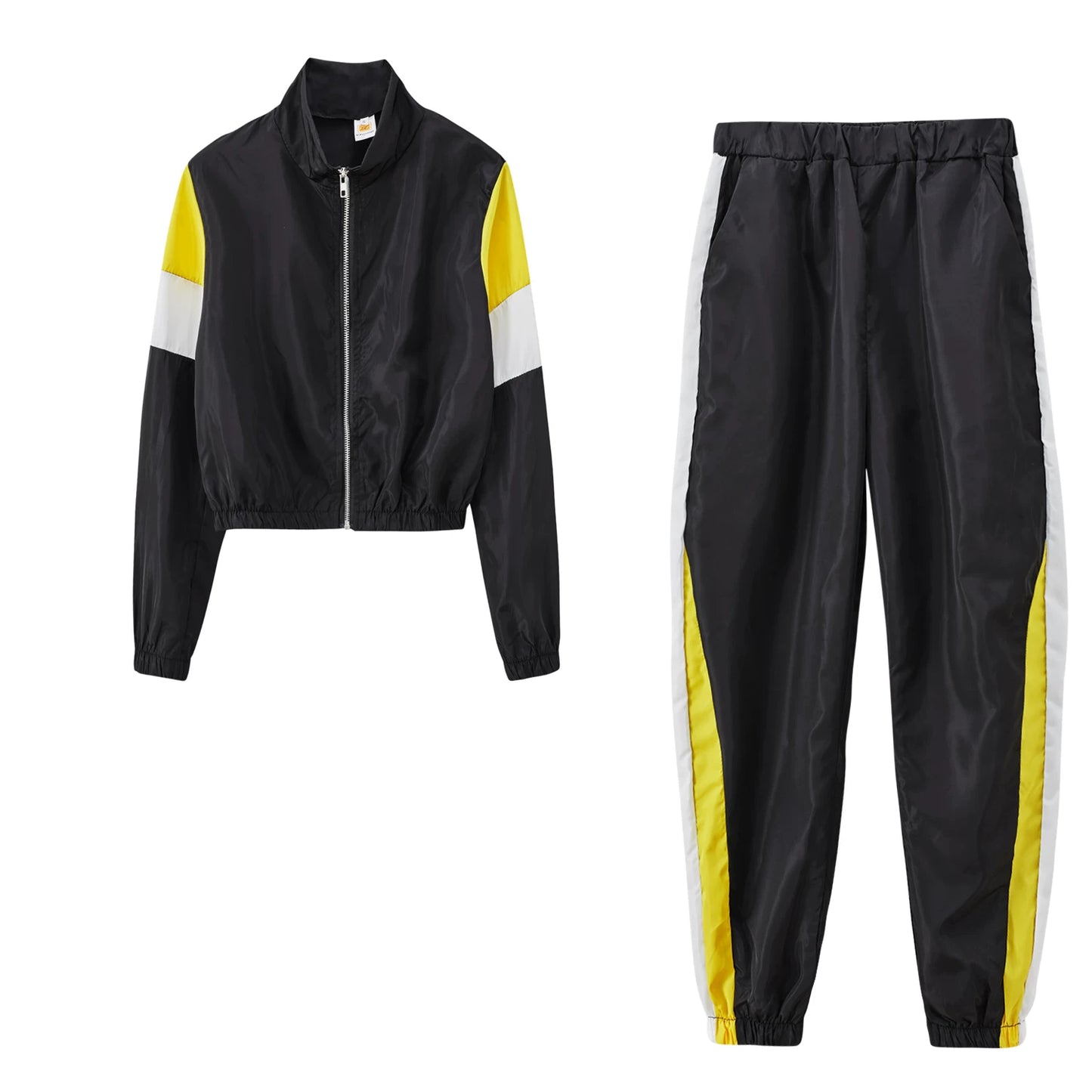 2024 Women's Fashion Color Collision Casual Suit, Splicing Sports Two-piece Set