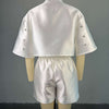 CM.YAYA Fashion Beading Women's Set 3/4 Sleeve Shirt Tops and Shorts Sets 2025 Summer Street Two 2 Piece Sets Outfits Tracksuit