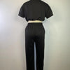 CM.YAYA Workout Denim Patchwork Women Two 2 Piece Set Outfit Sweatsuit 2022 T-shirt and Jogger Pants Matching Set Tracksuit