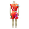 CM.YAYA Damen Batik-Print Strand Ärmellos V-Ausschnitt Schärpen Sexy Party Club Playsuits Jumpsuit 2025 Sommer Einteiler Rompers