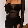 Transition Sexy Zone Black Sheer Mesh Sexy Temperament Split Long Dress Hot Spring Bikini Blouse Pure Desire Style