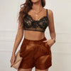 European and American Foreign Trade PU Leather Shorts Women's Outer Wear Cross-border Women's New High-roll Hem Pleated Women's Casual Hip Pants