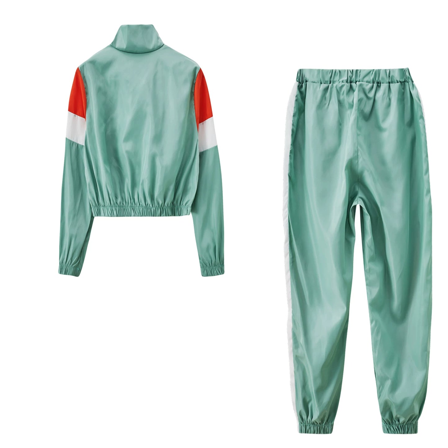 2024 Women's Fashion Color Collision Casual Suit, Splicing Sports Two-piece Set