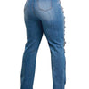 Jeans Ankle Length Women Pencil Denim Hole Pants Ripped Pockets High Waist Jean Skinny Streetwear Button Washed Distressed