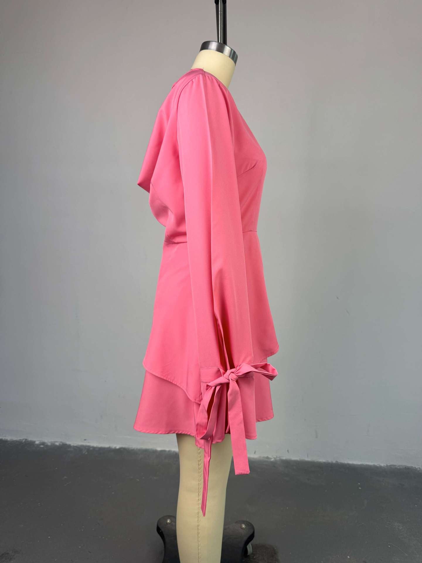 CM.YAYA Women Tie Up Bow Long Sleeve O-neck Mini Dress 2025 Birthday Holiday Sexy Club Party Evening High Street A-Line Dresses