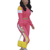 2024 Women's Fashion Color Collision Casual Suit, Splicing Sports Two-piece Set