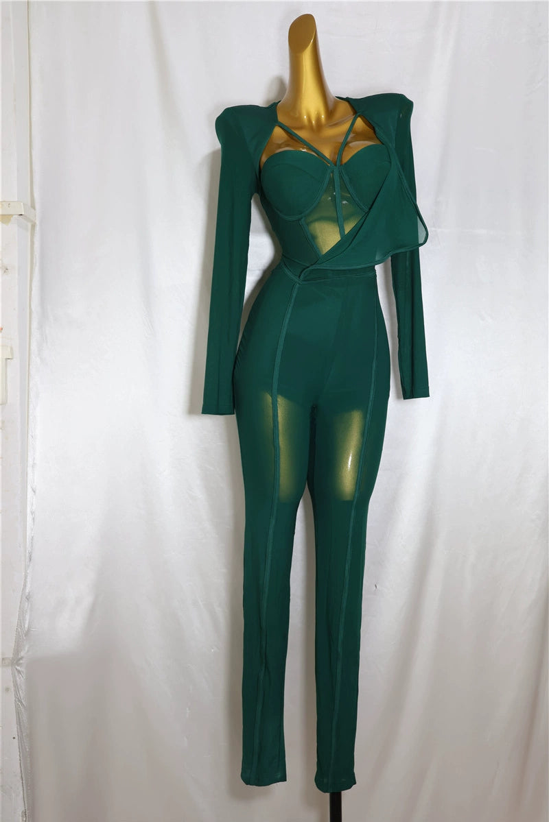 Women's Fashion Elegant Slim Fit Bodysuit Chest Wrap